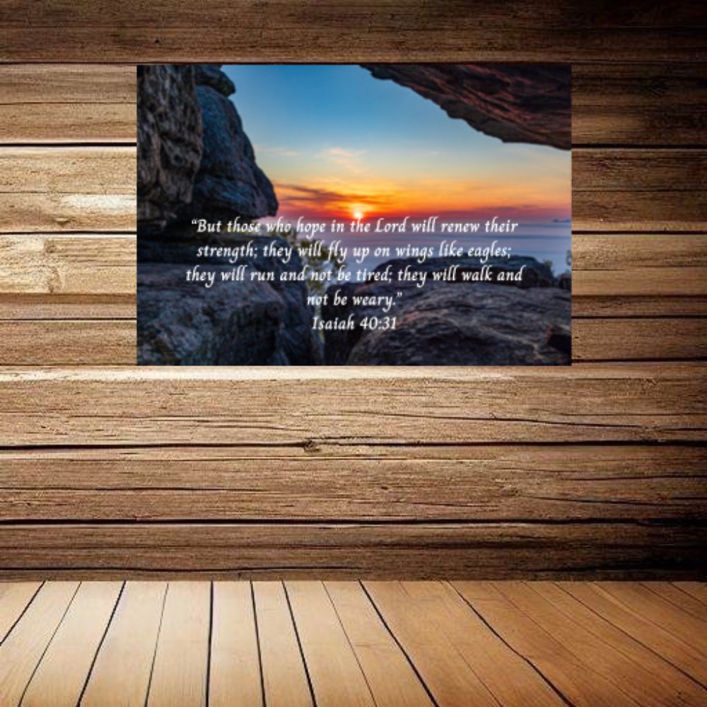 Isaiah 40:31 Isaiah 40:31 with a Sunset Vista of the Ozarks on a Deluxe 1.5 Canvas Frame