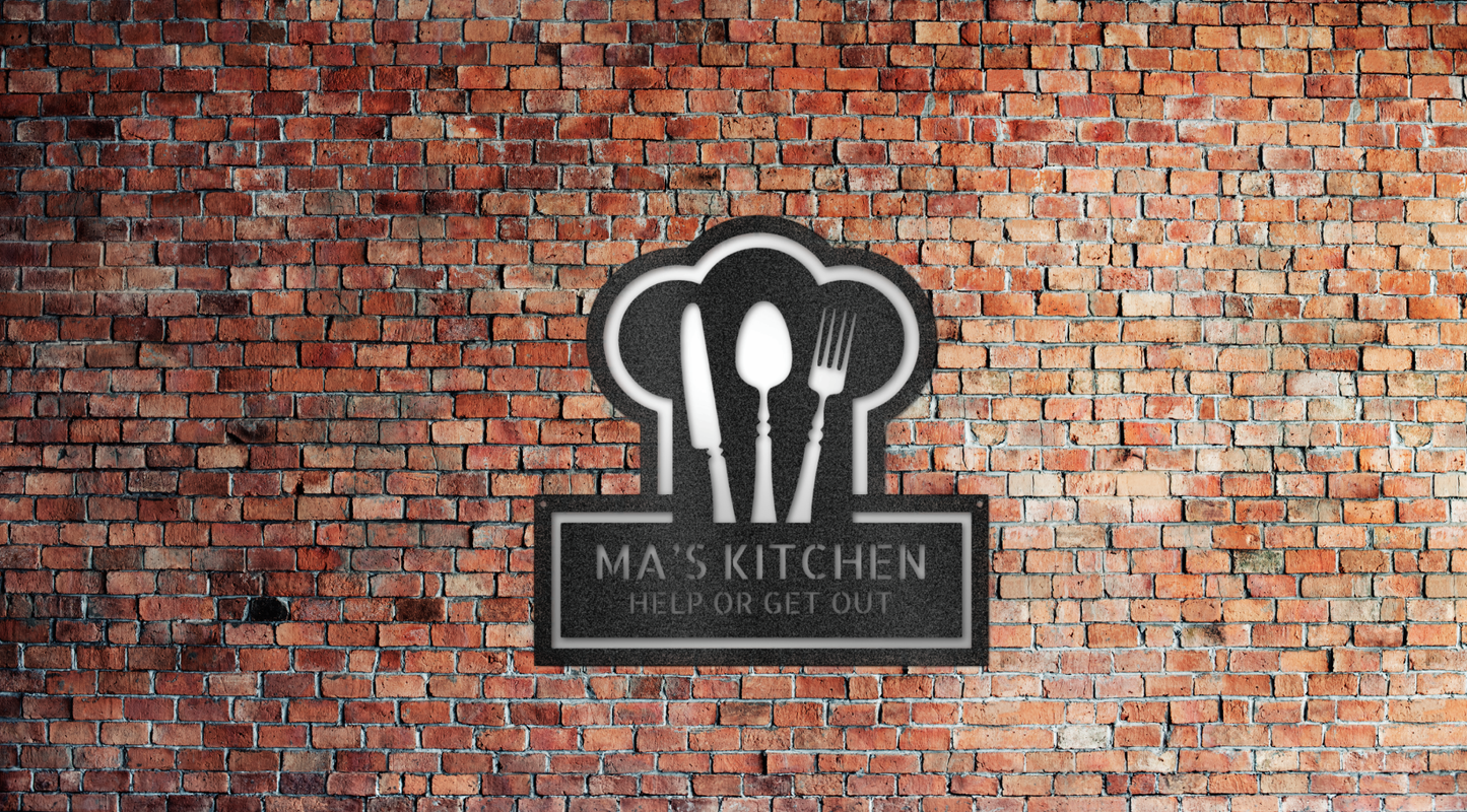 Ma's Kitchen- Queen Of The Kitchen Monogram - Steel Sign