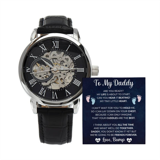 To My Daddy, Love Your Baby Bump Men's Openwork Watch