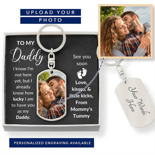 Keychain for Daddy...See You Soon - Customizable Photo and Engraving